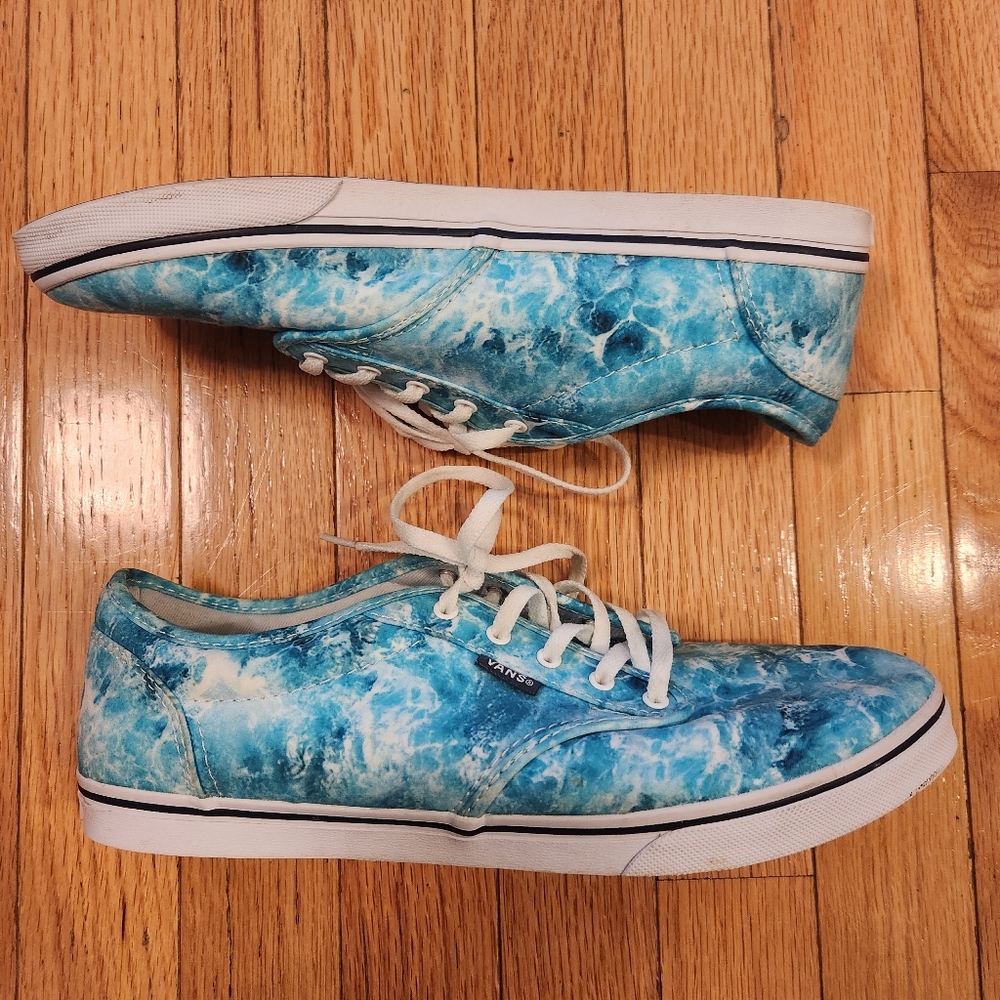 Vans Blue Water Ocean Wave Shoes